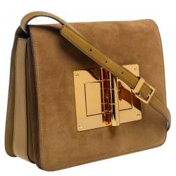 Pre Owned Tom Ford Green Suede and Leather Medium Natalia Shoulder Bag