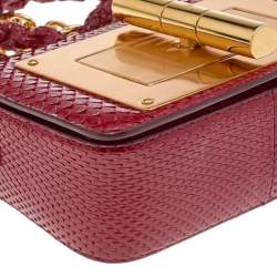Pre Owned Tom Ford Red Python Mini Natalia Crossbody Bag