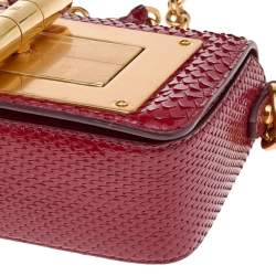 Pre Owned Tom Ford Red Python Mini Natalia Crossbody Bag