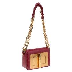 Pre Owned Tom Ford Red Python Mini Natalia Crossbody Bag