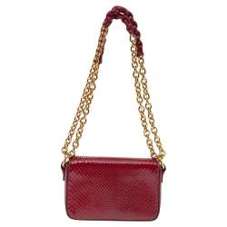 Pre Owned Tom Ford Red Python Mini Natalia Crossbody Bag