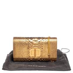 Tom Ford Gold Python Leather Natalia Wallet On Chain