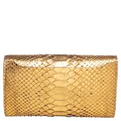 Tom Ford Gold Python Leather Natalia Wallet On Chain