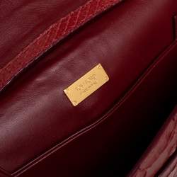 Pre Owned Tom Ford Dark Red Python Front Zip Shoulder Bag