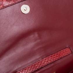 Pre Owned Tom Ford Dark Red Python Front Zip Shoulder Bag