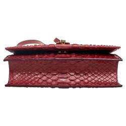 Pre Owned Tom Ford Dark Red Python Front Zip Shoulder Bag