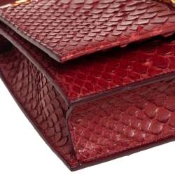 Pre Owned Tom Ford Dark Red Python Front Zip Shoulder Bag