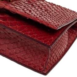 Pre Owned Tom Ford Dark Red Python Front Zip Shoulder Bag
