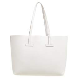 Pre Owned Tom Ford White Leather Small T Tote