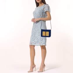 Pre Owned Tom Ford Royal Blue Suede and Leather Small Natalia Shoulder Bag