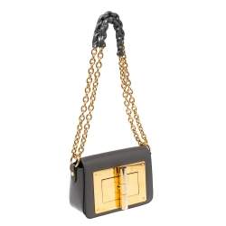 Pre Owned Tom Ford Dark Grey Leather Mini Natalia Shoulder Bag