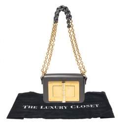 Pre Owned Tom Ford Dark Grey Leather Mini Natalia Shoulder Bag
