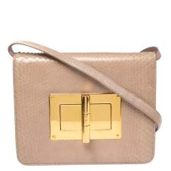 Pre Owned Tom Ford Beige Python Large Natalia Shoulder Bag