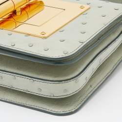 Pre Owned Tom Ford Grey Ostrich Leather Small Natalia Crossbody Bag