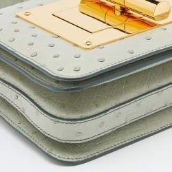 Pre Owned Tom Ford Grey Ostrich Leather Small Natalia Crossbody Bag