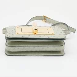 Pre Owned Tom Ford Grey Ostrich Leather Small Natalia Crossbody Bag