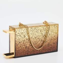 Tom Ford Metallic Gold Ombre Plexiglass Minaudiere Clutch