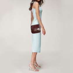 Pre Owned Tom Ford Burgundy Python Mini Tara Crossbody Bag