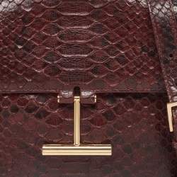 Pre Owned Tom Ford Burgundy Python Mini Tara Crossbody Bag