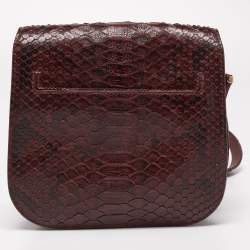 Pre Owned Tom Ford Burgundy Python Mini Tara Crossbody Bag