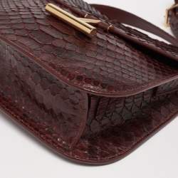 Pre Owned Tom Ford Burgundy Python Mini Tara Crossbody Bag