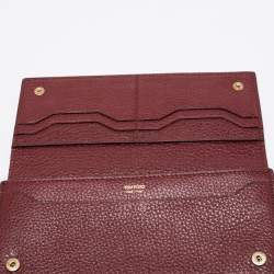 Pre Owned Tom Ford Burgundy Leather Flap Continental Wallet