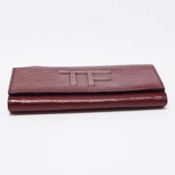 Pre Owned Tom Ford Burgundy Leather Flap Continental Wallet