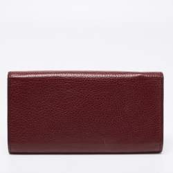 Pre Owned Tom Ford Burgundy Leather Flap Continental Wallet