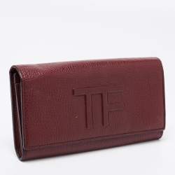 Pre Owned Tom Ford Burgundy Leather Flap Continental Wallet