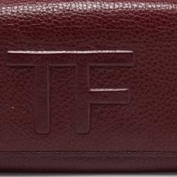 Pre Owned Tom Ford Burgundy Leather Flap Continental Wallet