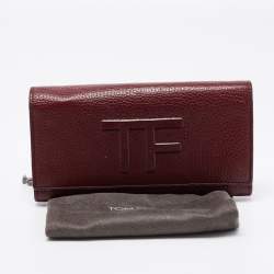 Pre Owned Tom Ford Burgundy Leather Flap Continental Wallet