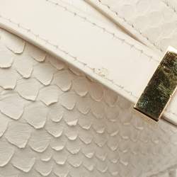 مملوكة مسبقًا Tom Ford White Python T Clasp Flap Shoulder Bag