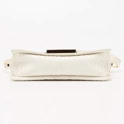 مملوكة مسبقًا Tom Ford White Python T Clasp Flap Shoulder Bag