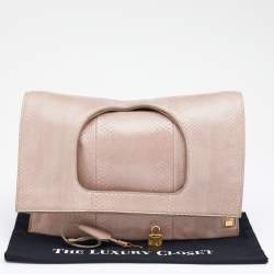 Pre Owned Tom Ford Beige Python Alix Fold Over Bag