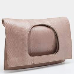 Pre Owned Tom Ford Beige Python Alix Fold Over Bag