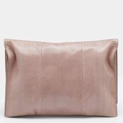 Pre Owned Tom Ford Beige Python Alix Fold Over Bag