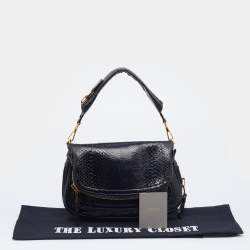 Pre Owned Tom Ford Black Python Medium Jennifer Shoulder Bag