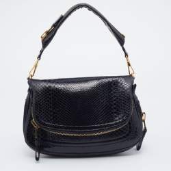 Pre Owned Tom Ford Black Python Medium Jennifer Shoulder Bag