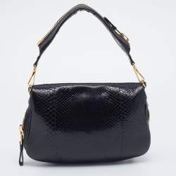 Pre Owned Tom Ford Black Python Medium Jennifer Shoulder Bag