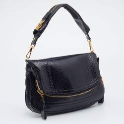 Pre Owned Tom Ford Black Python Medium Jennifer Shoulder Bag