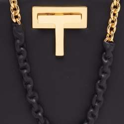 Pre Owned Tom Ford Black Leather T Lock Chain Bag