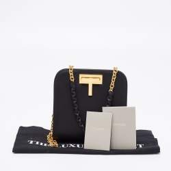 Pre Owned Tom Ford Black Leather T Lock Chain Bag