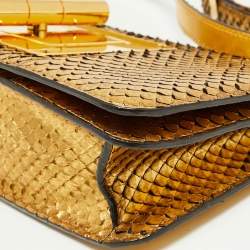 Pre Owned Tom Ford Gold Python Natalia East West Shoulder Bag
