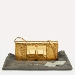 Pre Owned Tom Ford Gold Python Natalia East West Shoulder Bag