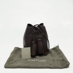 Pre Owned Tom Ford Prune Leather Double Tassel Bucket Bag