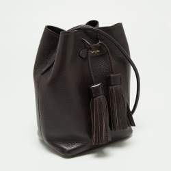 Pre Owned Tom Ford Prune Leather Double Tassel Bucket Bag