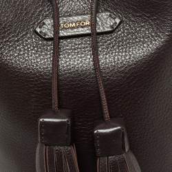 Pre Owned Tom Ford Prune Leather Double Tassel Bucket Bag