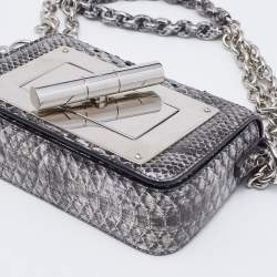 مملوكة مسبقًا حقيبة كتف توم فورد ناتاليا جلد ثعبان فضي ميتالك بسلسلة صغيرة