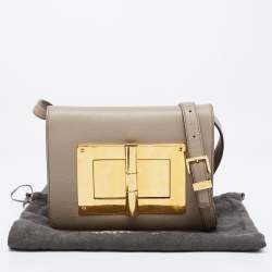 Pre Owned Tom Ford Grey Leather Medium Natalia Crossbody Bag