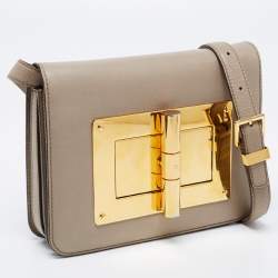 Pre Owned Tom Ford Grey Leather Medium Natalia Crossbody Bag